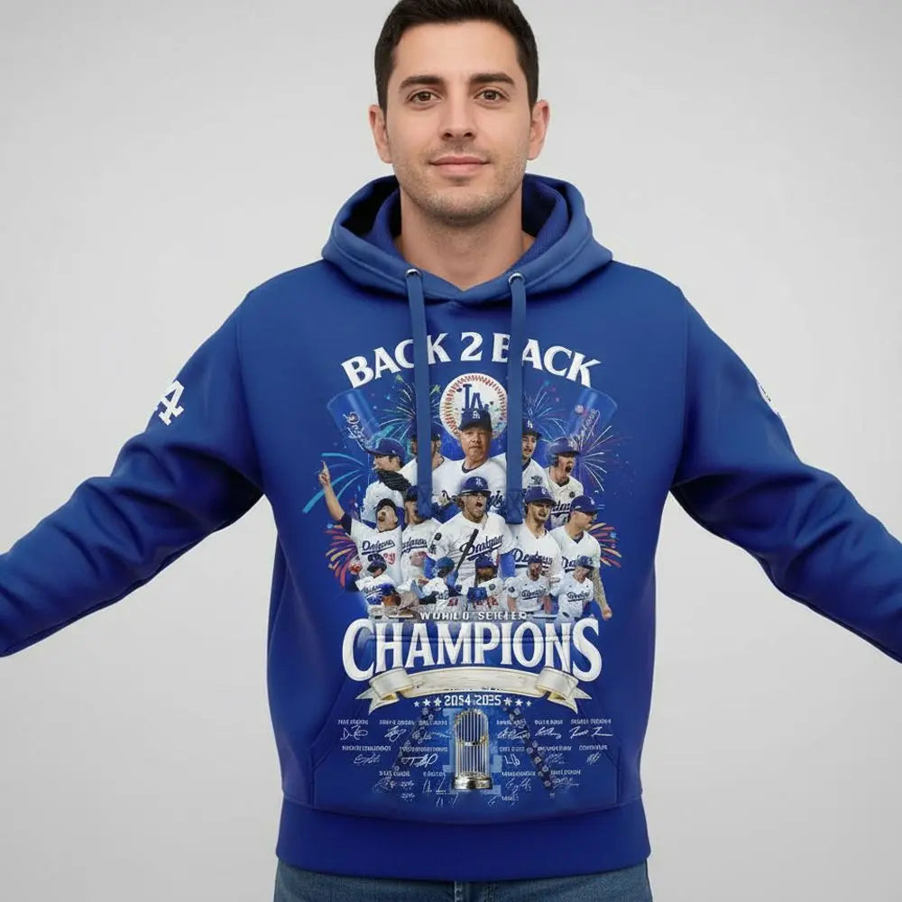 LA Dodger Back To Back World Series Champions 2025 Hoodie theclothingtribe