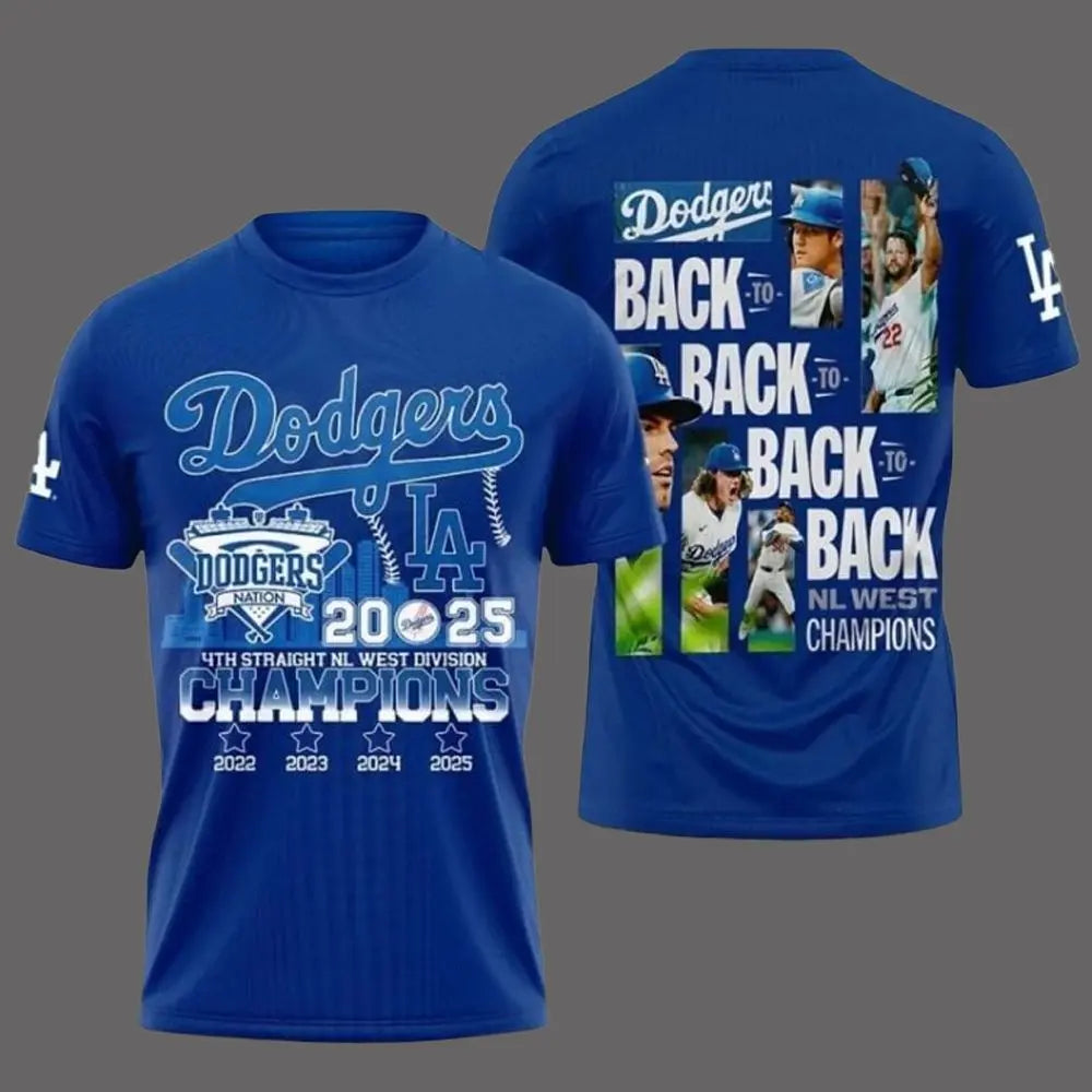 LA Dodgers 2025 4Th Straight NL West Division Champions Shirt theclothingtribe