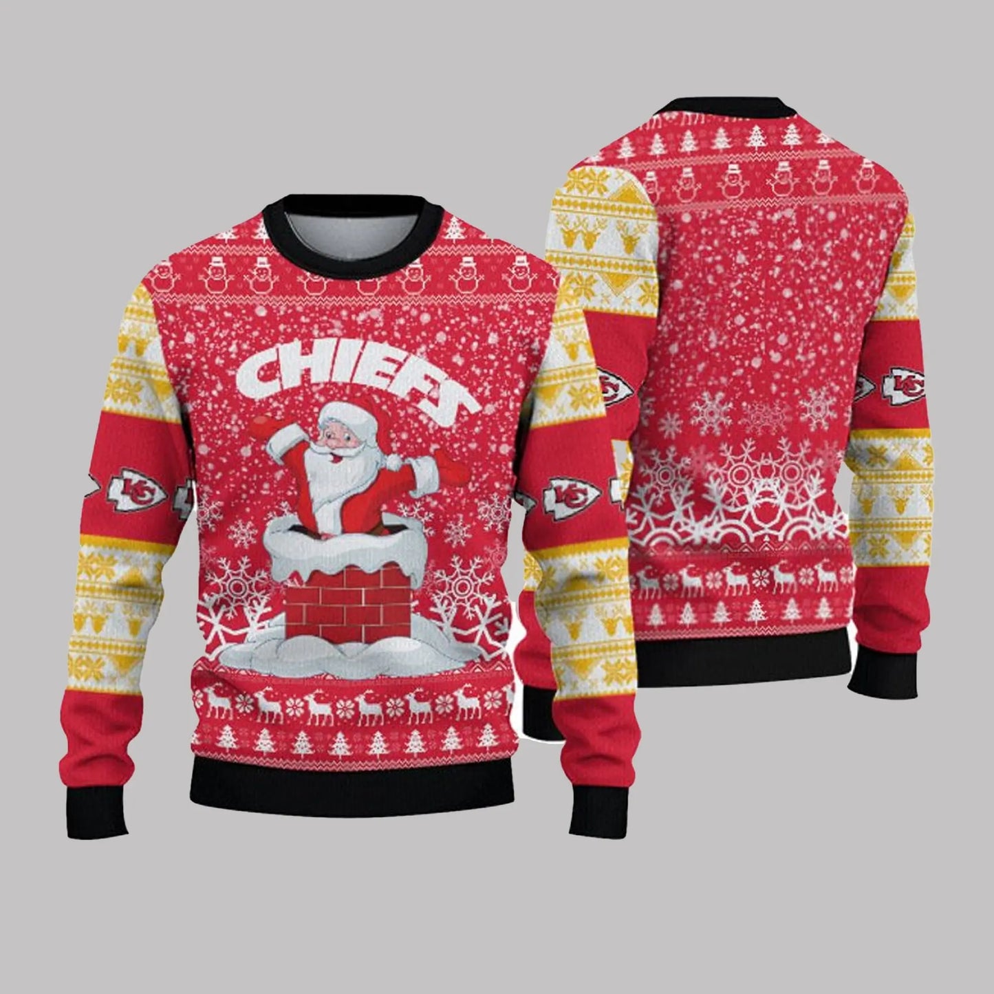 2025 Kansas City Chiefs Snow Santa Ugly Sweater theclothingtribe