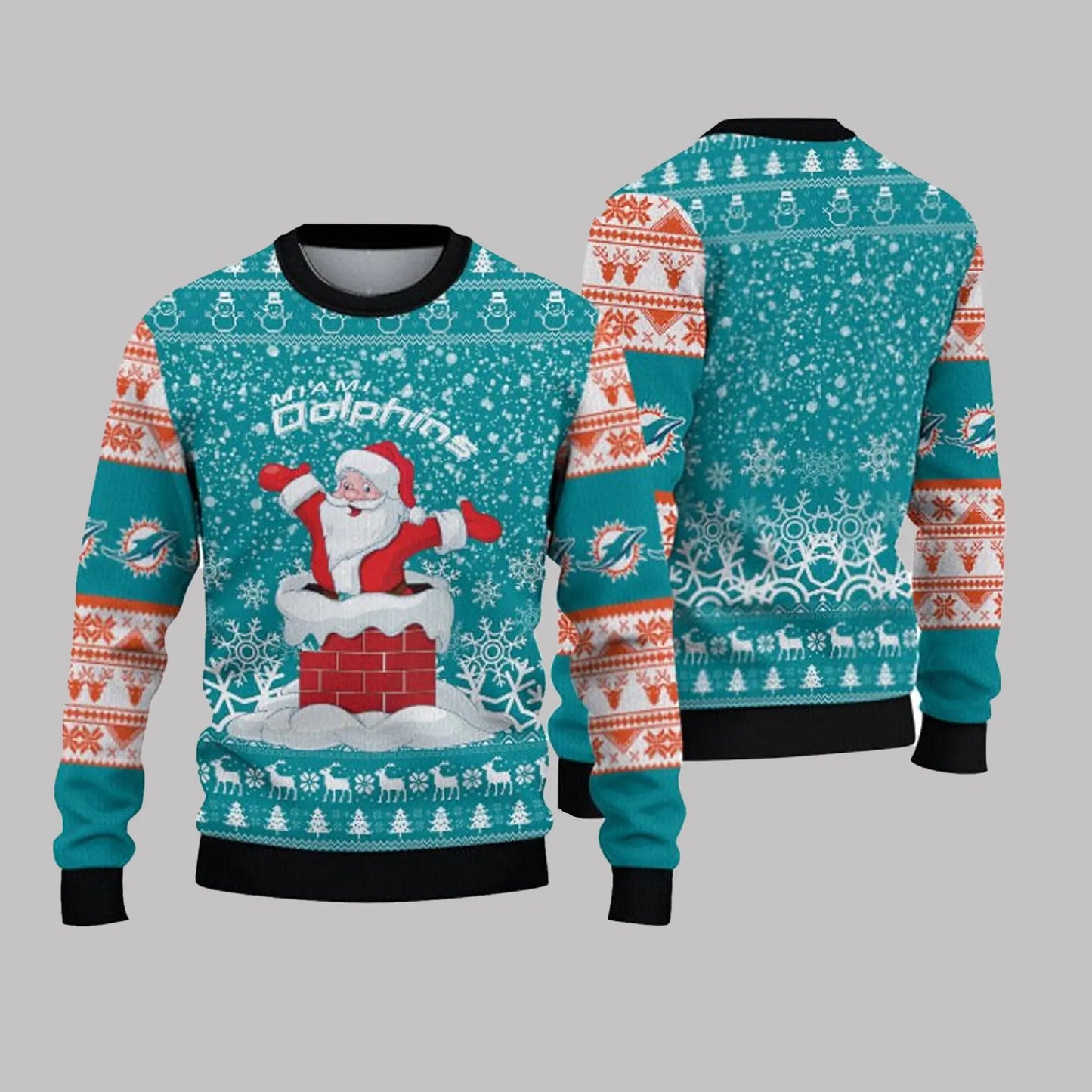 2025 Miami Dolphins Snow Santa Ugly Sweater theclothingtribe
