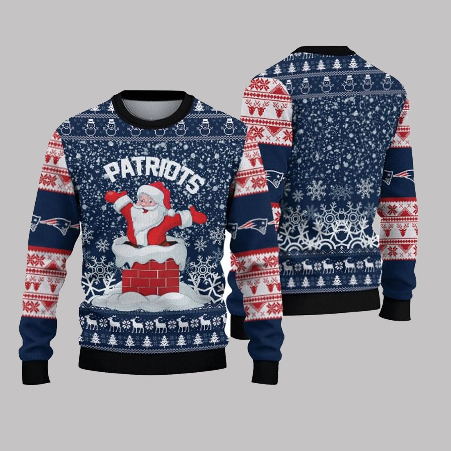 2025 New England Patriots Snow Santa Ugly Sweater theclothingtribe