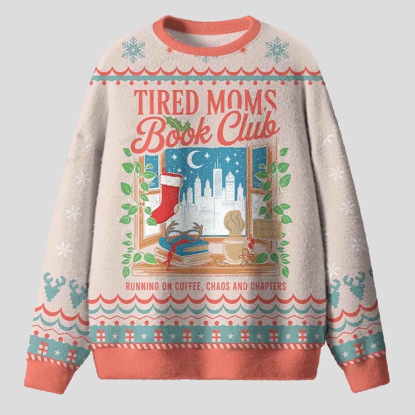 2025 Tired Moms Book Club Ugly Sweater theclothingtribe