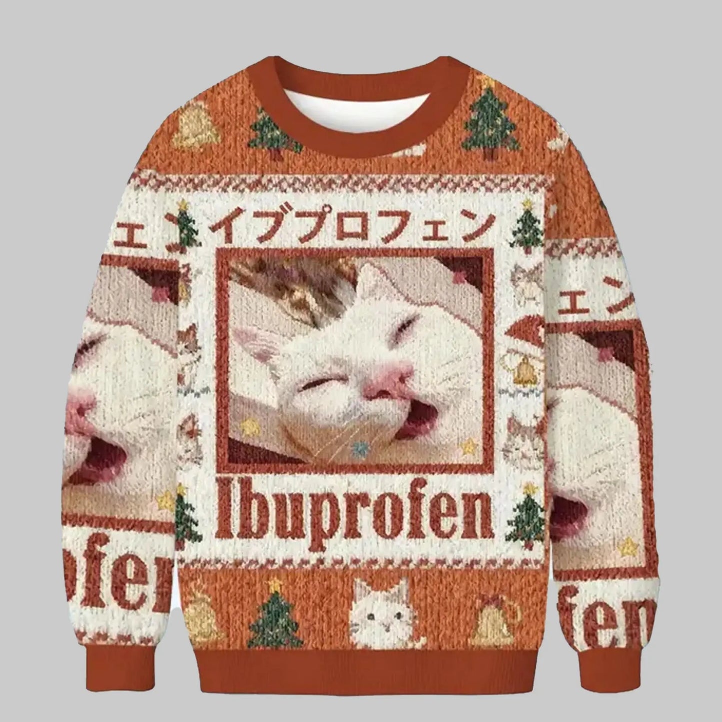 2025 Ibuprofen Meme Cat Ugly Sweater theclothingtribe