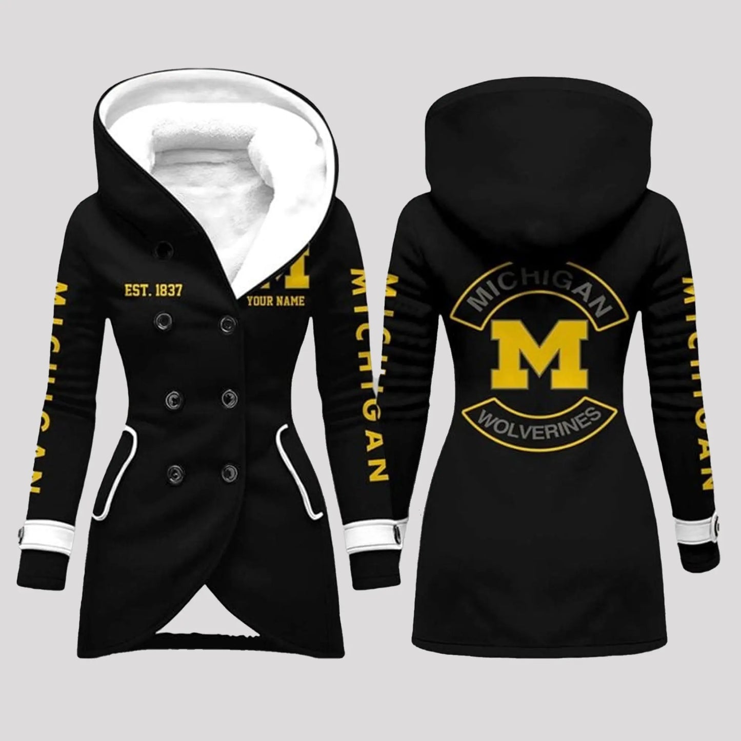 2025 Michigan Est 1837 Long Hooded Fleece Jacket theclothingtribe