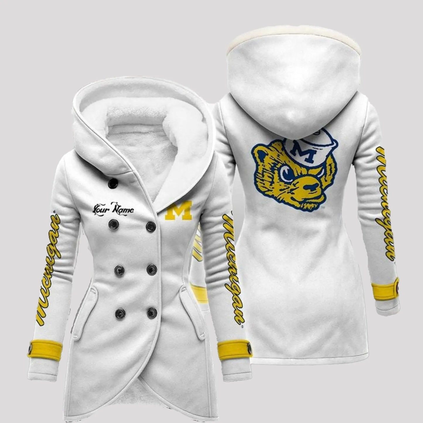 2025 Michigan Long Hooded Fleece Jacket theclothingtribe