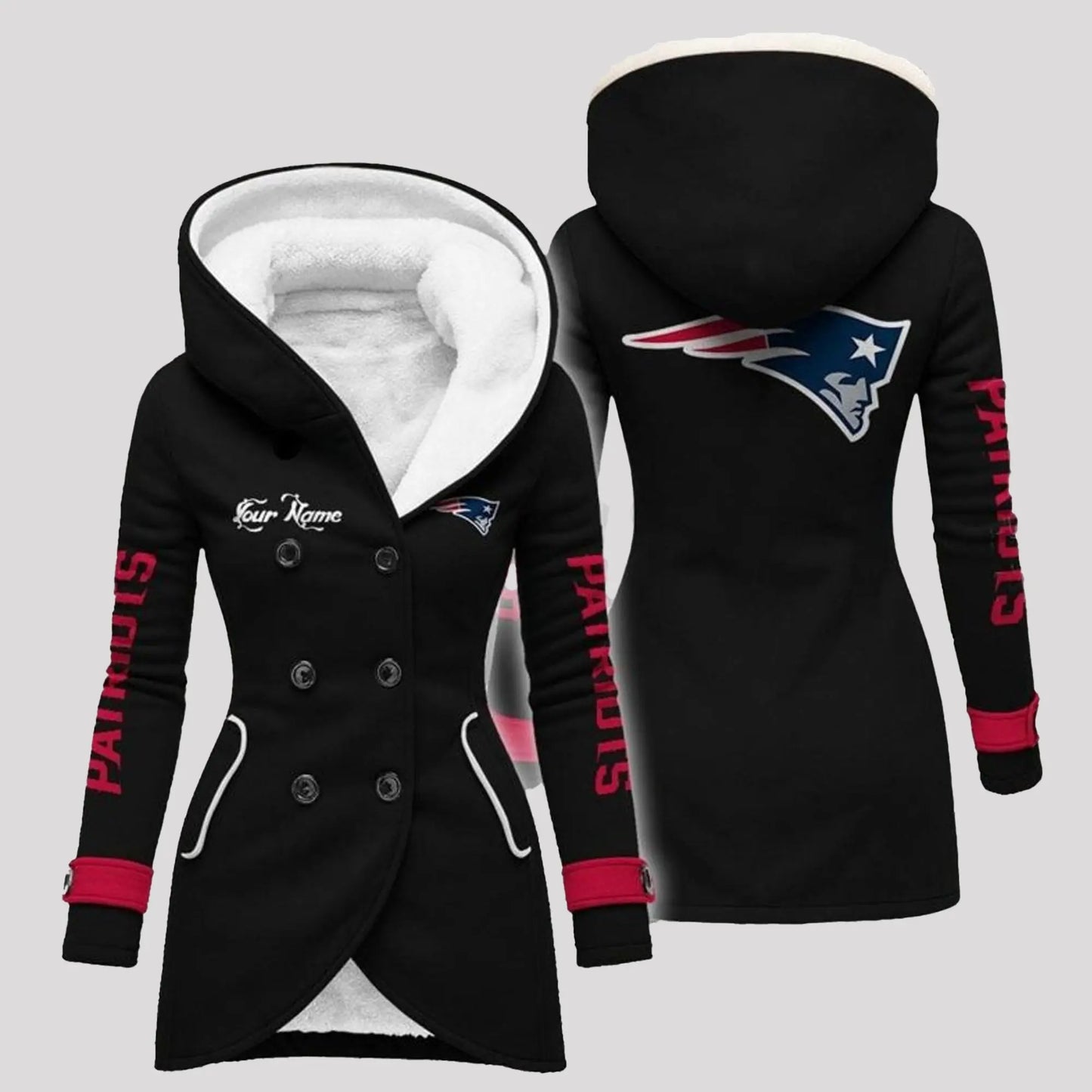 2025 Patriots Long Hooded Fleece Jacket theclothingtribe