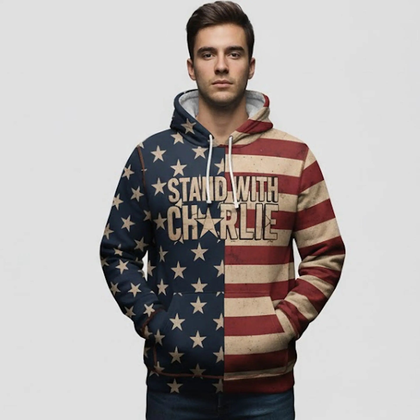 2025 Stand With Charlie Patriotic Hoodie theclothingtribe