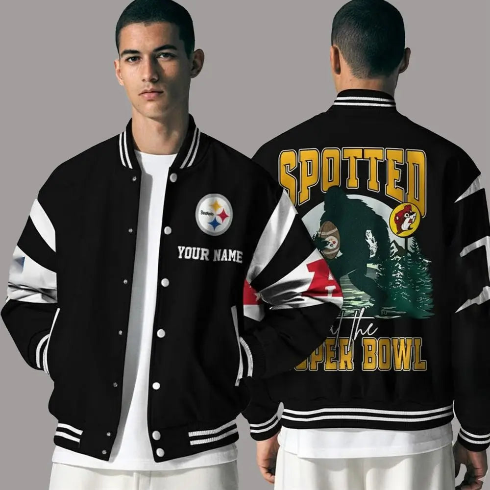 Pittsburgh Steelers Spotted Super Bowl Varsity Jacket theclothingtribe