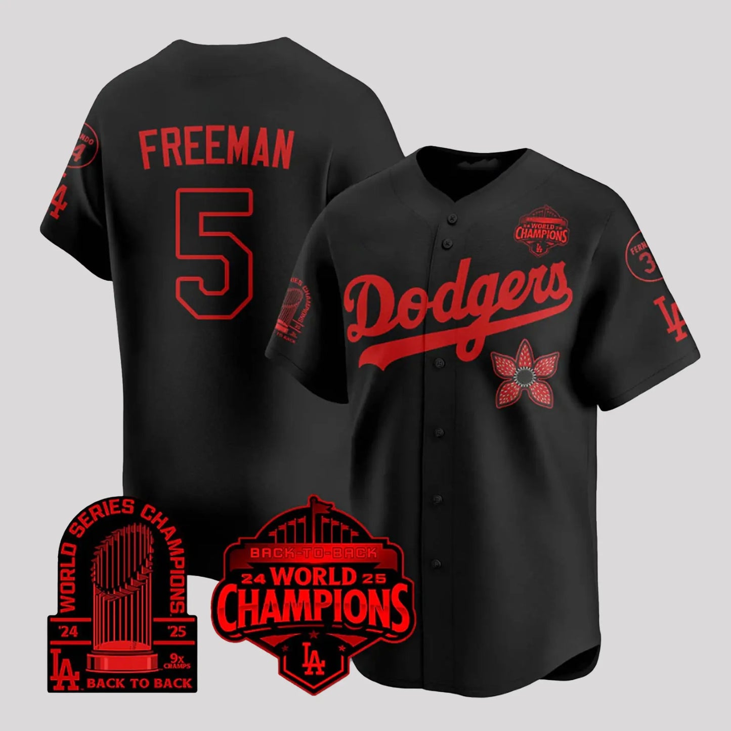 2026 Dodgers World Series Stranger Things 9X Champs Jersey theclothingtribe