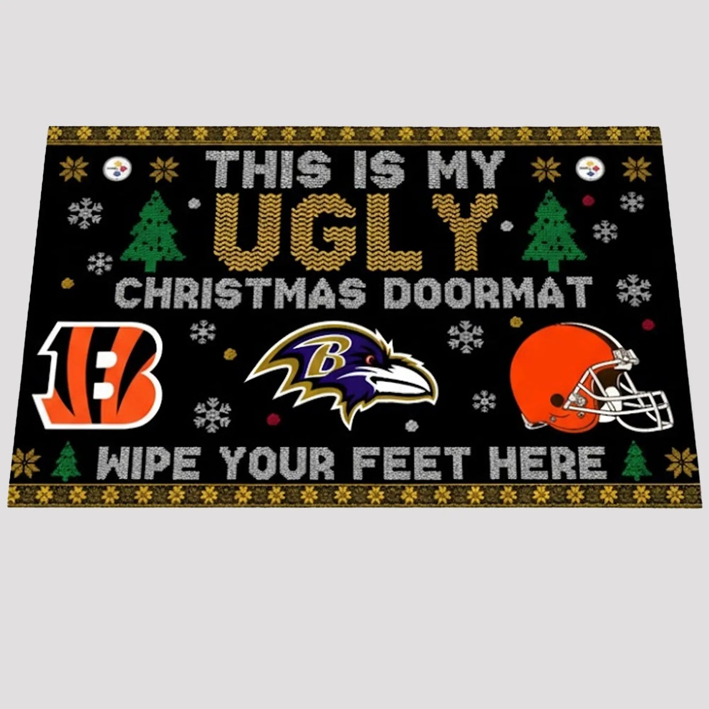 Cincinnati Bengals x Baltimore Ravens This Is My Ugly Christmas Doormat theclothingtribe