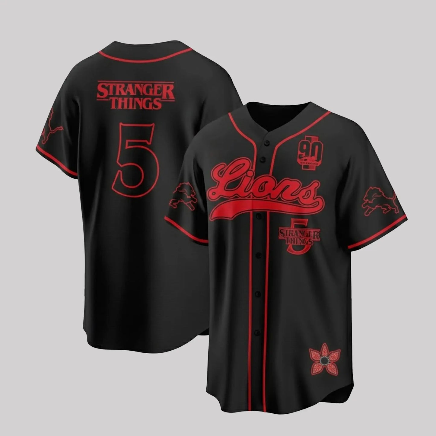 Detroit Lions Stranger Things 90 Seasons Jersey theclothingtribe