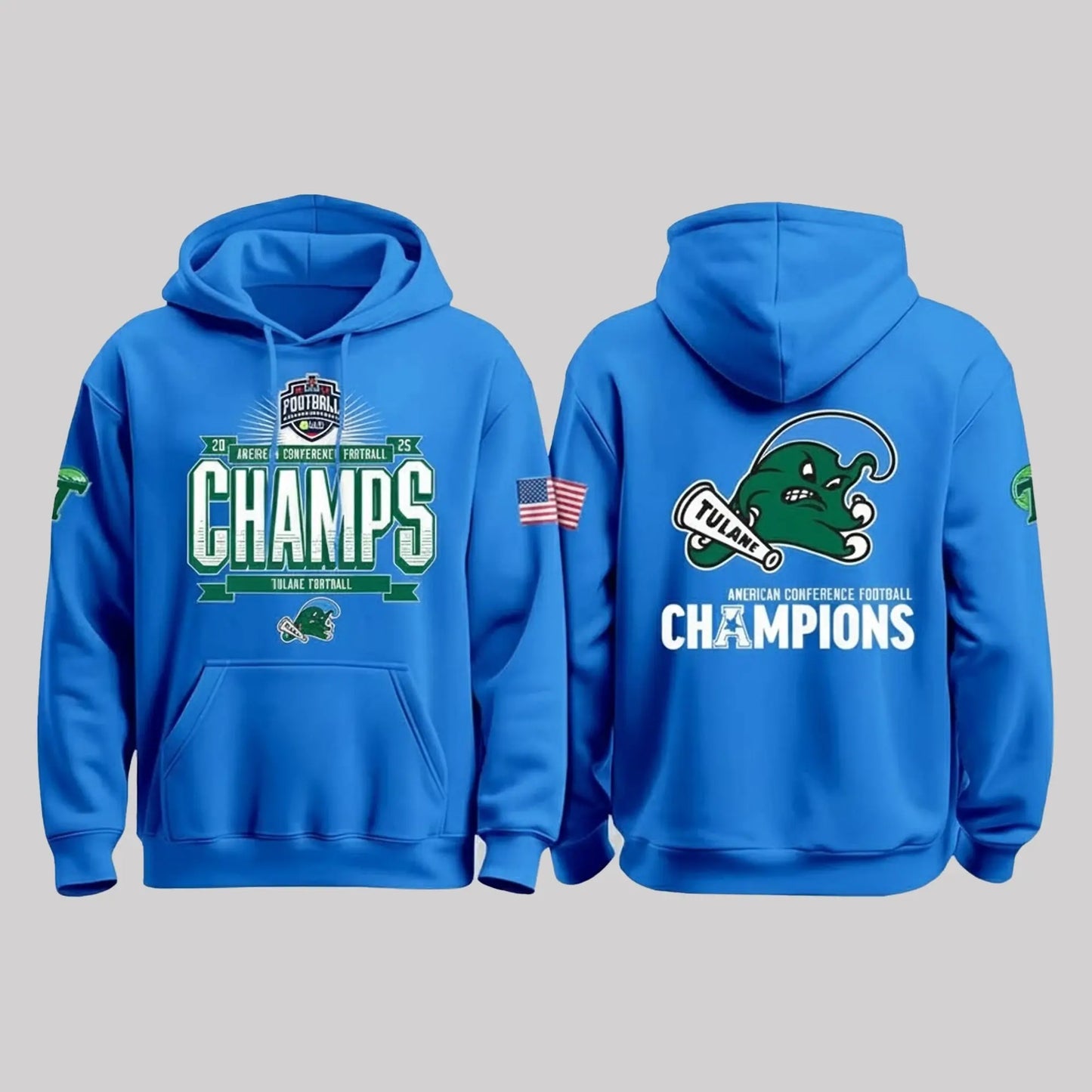 Tulane 2025 American Conference Football Champions Hoodie theclothingtribe