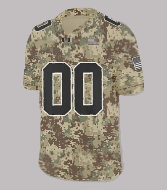 Football 2025 Miami Hurricanes Military Camo Jersey