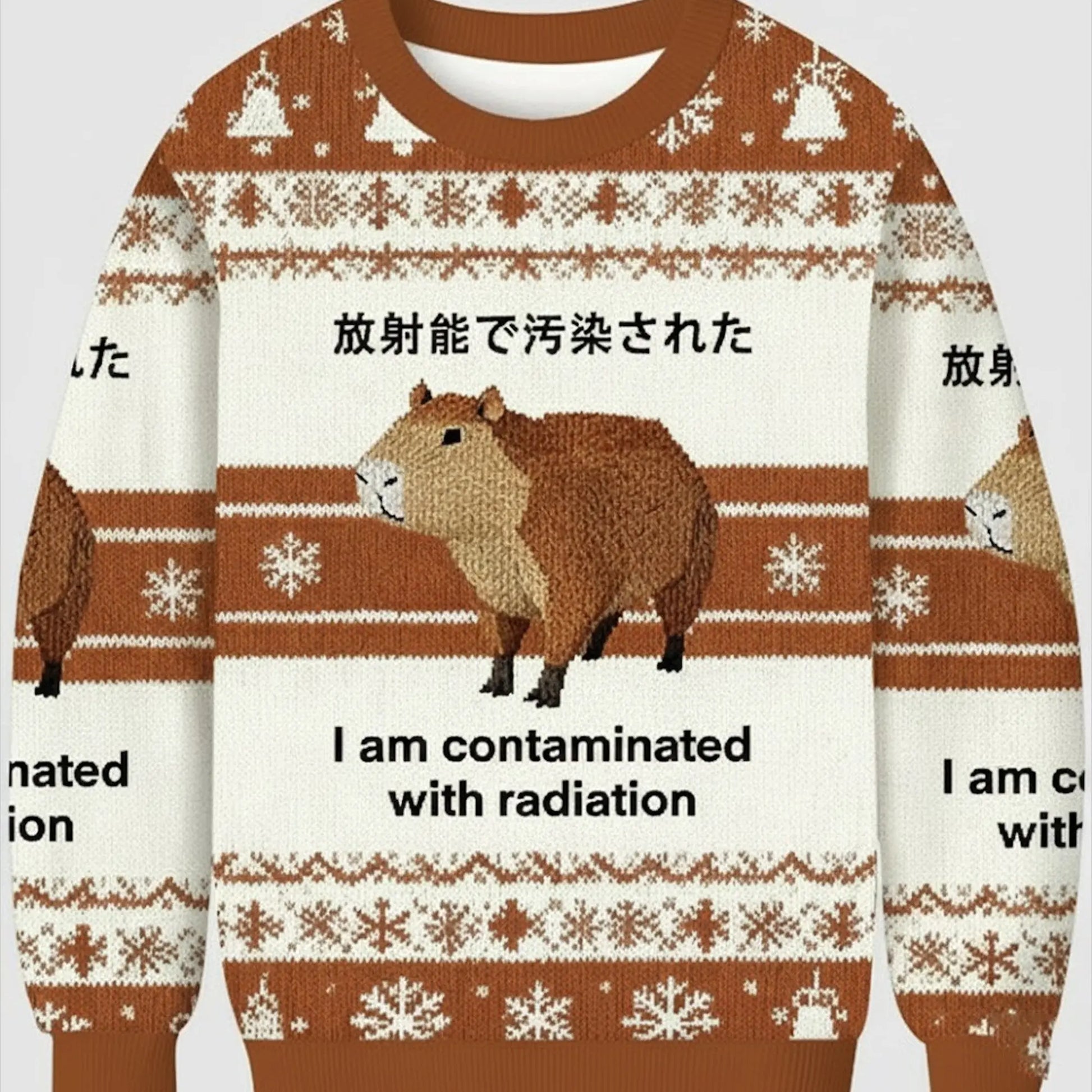 2025 Capybara I Am Contaminated With Radiation Ugly Sweater   theclothingtribe