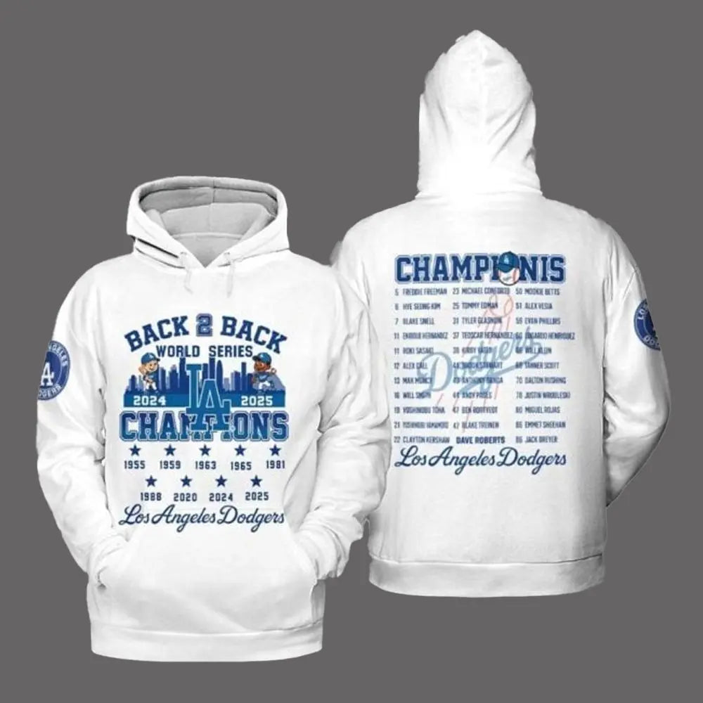 Dodgers Back 2 Back World Series Champions 2024-2025 Hoodie theclothingtribe