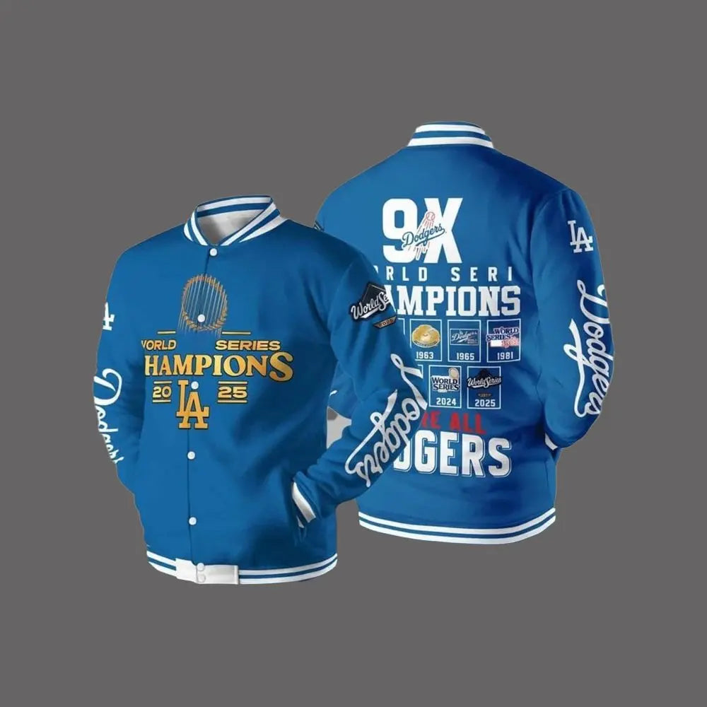 LA Dodgers 9X World Series Champions 2025 Baseball Jacket theclothingtribe
