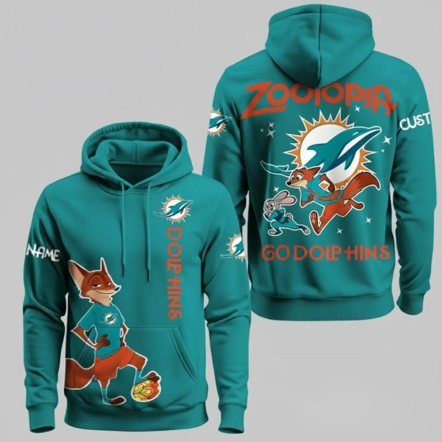 2025 Miami Dolphins Zootopia Hoodie   theclothingtribe