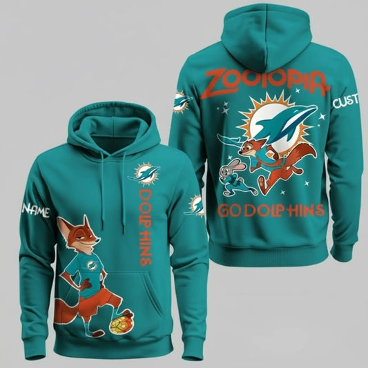 2025 Miami Dolphins Zootopia Hoodie   theclothingtribe