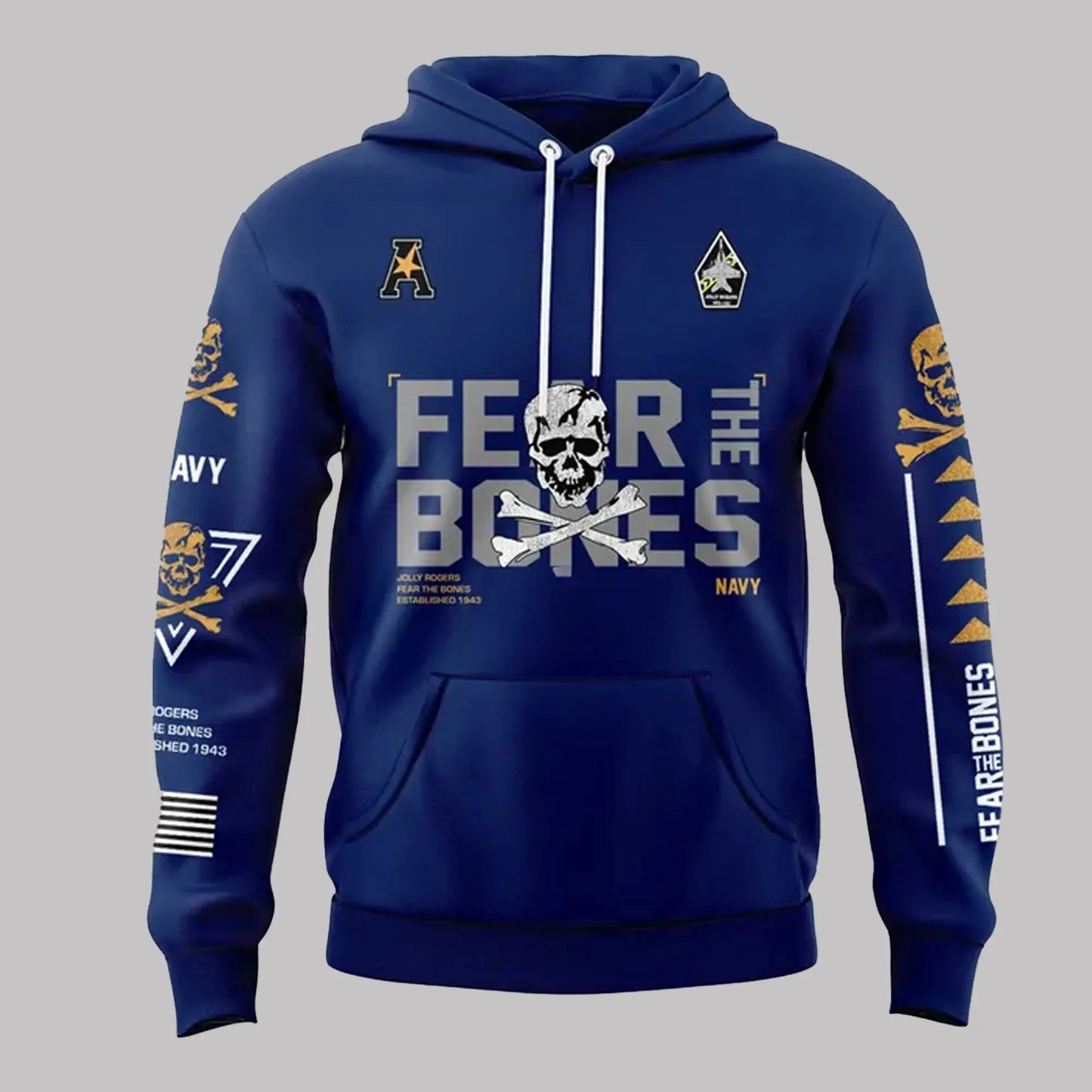2025 Navy Midshipmen Fear The Bones Hoodie