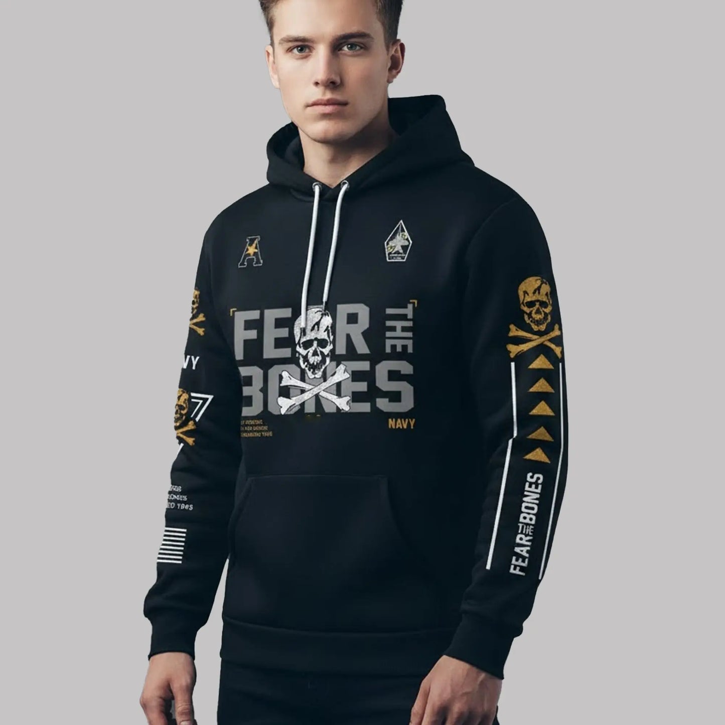 2025 Navy Midshipmen Fear The Bones Hoodie