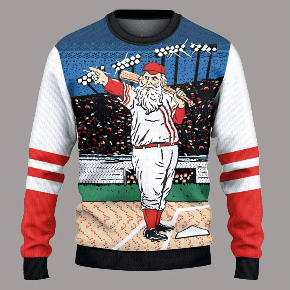 2025 Baseball Santa Ugly Sweater theclothingtribe