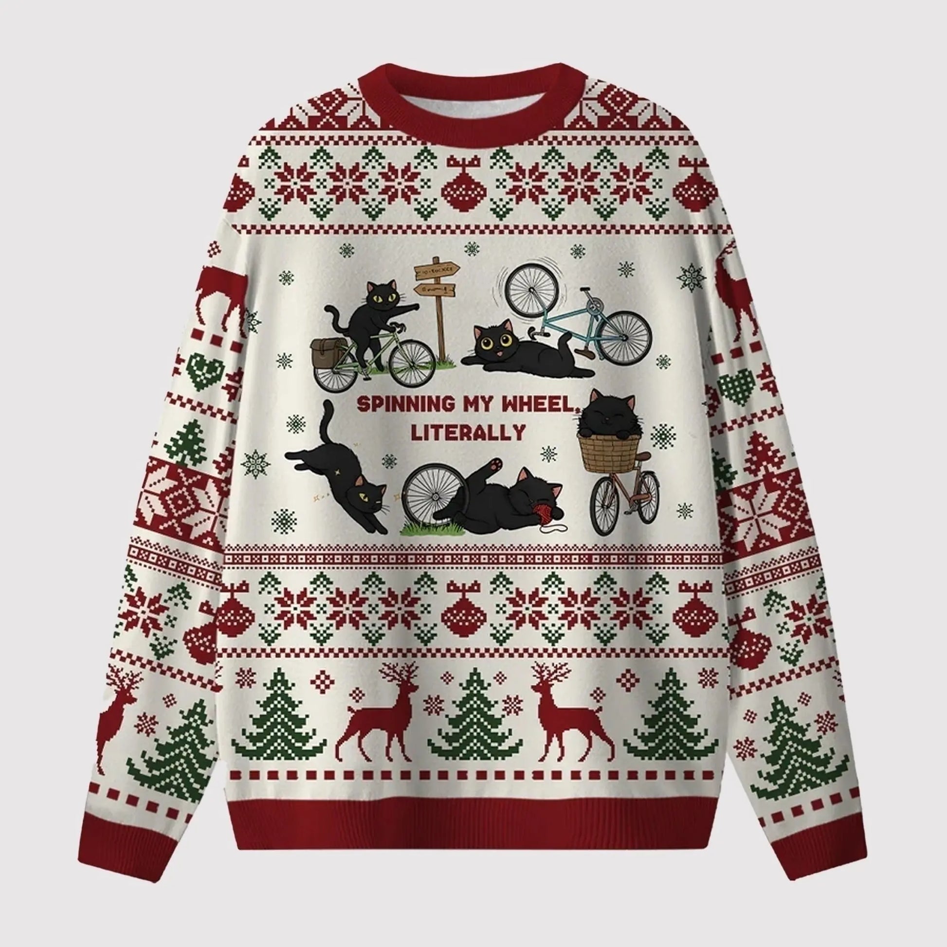 2025 Black Catspinning My Wheel Literally Ugly Sweater theclothingtribe