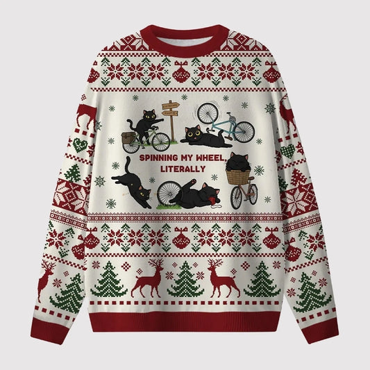 2025 Black Catspinning My Wheel Literally Ugly Sweater theclothingtribe