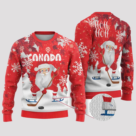 2025 Canada Hoh Hoh Santa Play Hockey Ugly Sweater theclothingtribe