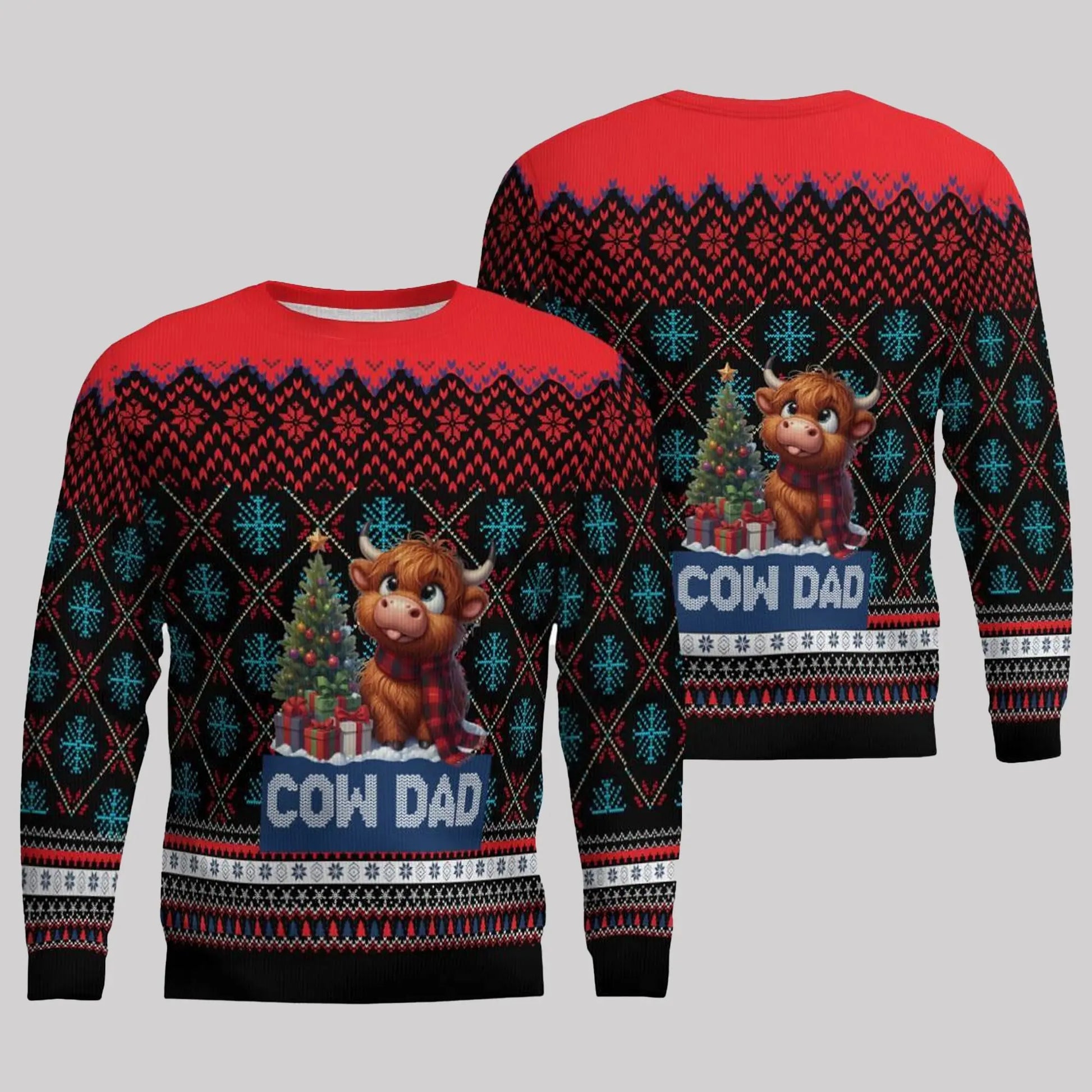 2025 Cow Dad Christmas Ugly Sweater theclothingtribe