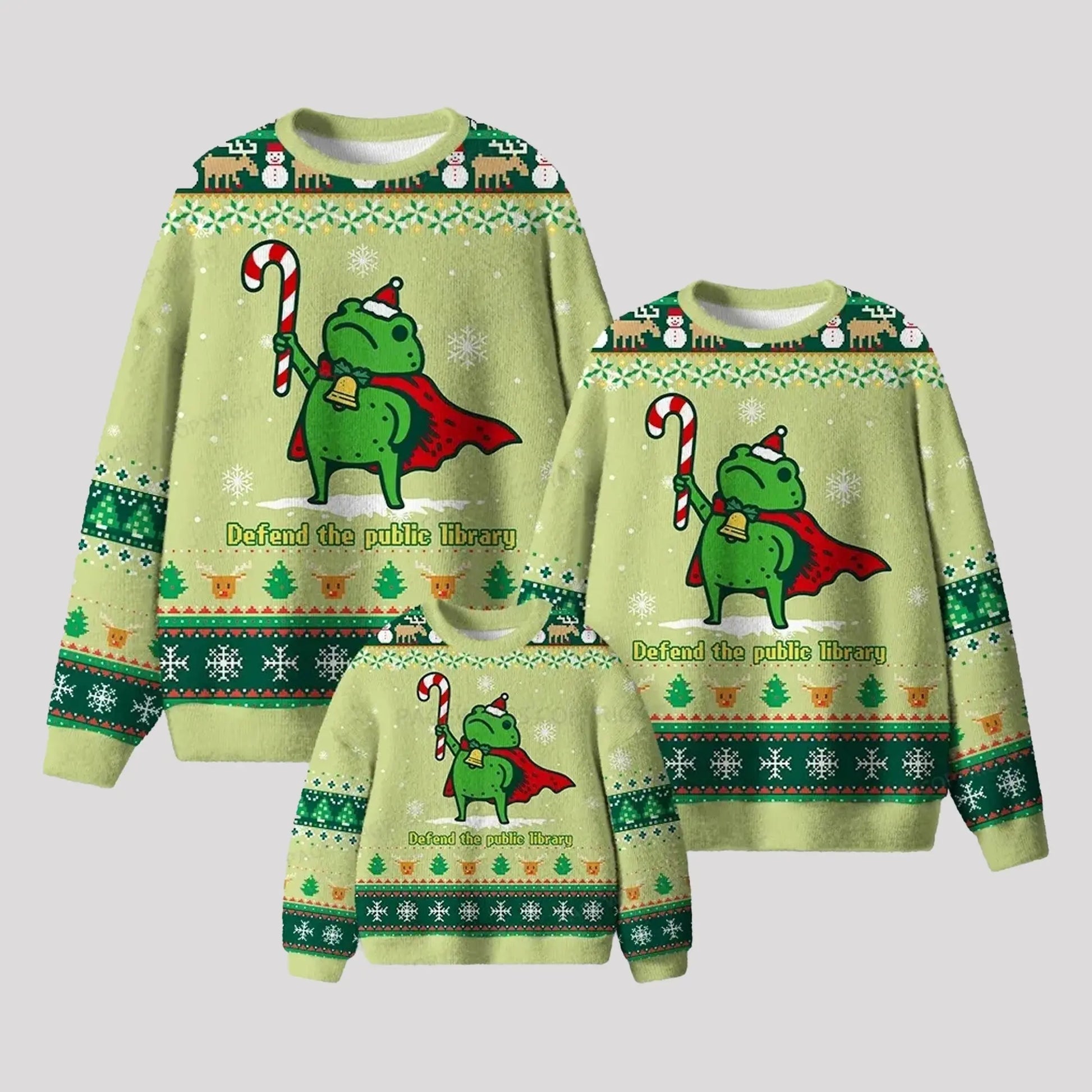 2025 Frog Defend The Public Library Ugly Sweater theclothingtribe