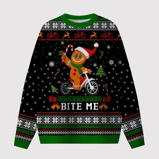 2025 Gingerbread Man Bite Me Ugly Sweater theclothingtribe