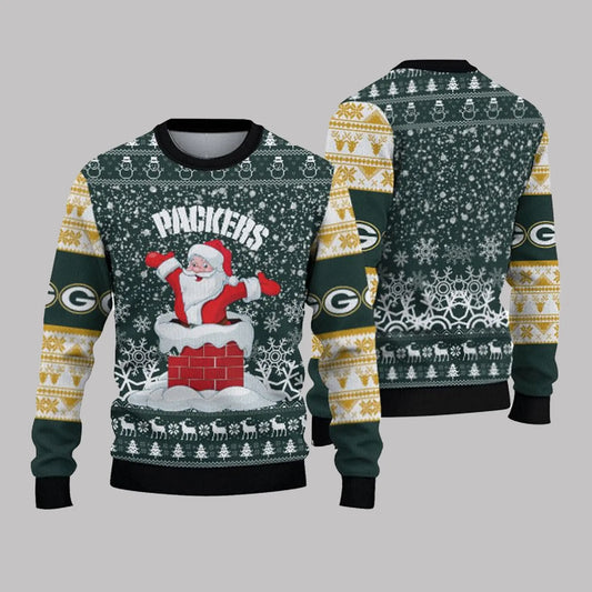2025 Green Bay Packers Snow Santa Ugly Sweater theclothingtribe