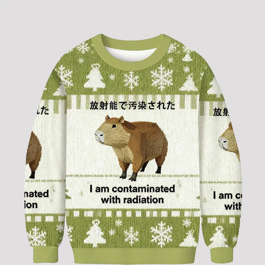 2025 Capybara I Am Contaminated With Radiation Ugly Sweater theclothingtribe