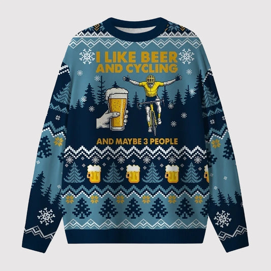 2025 I Like Beer And Cycling Ugly Sweater   theclothingtribe