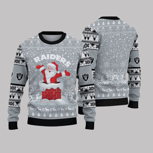2025 Las Vegas Raiders Snow Santa Ugly Sweater theclothingtribe