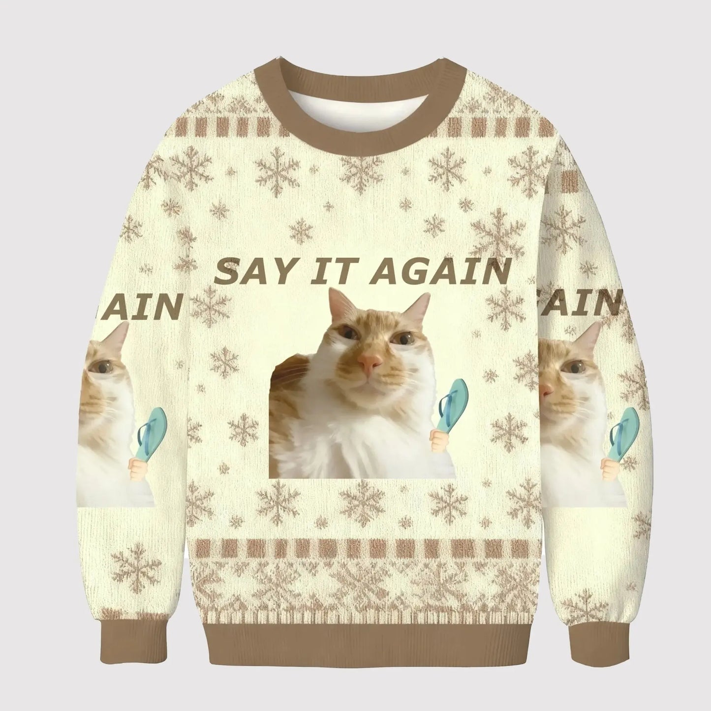 2025 Meme Cat Say It Again Ugly Sweater theclothingtribe
