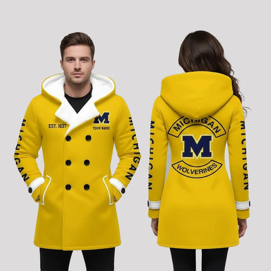 2025 Michigan Est 1837 Long Hooded Fleece Jacket   theclothingtribe