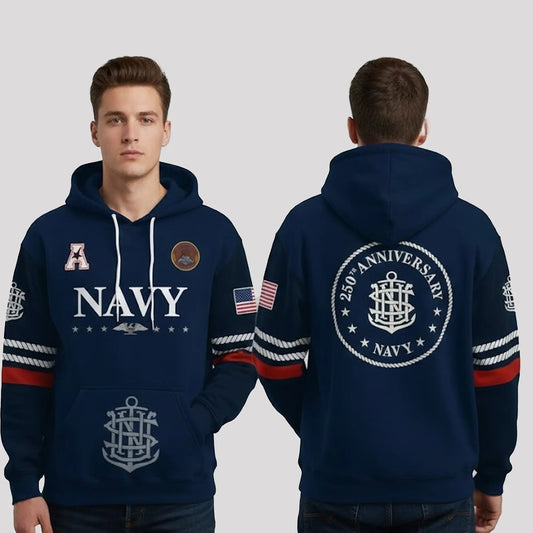2025 Navy Midshipmen 250th Anniversary Hoodie   theclothingtribe