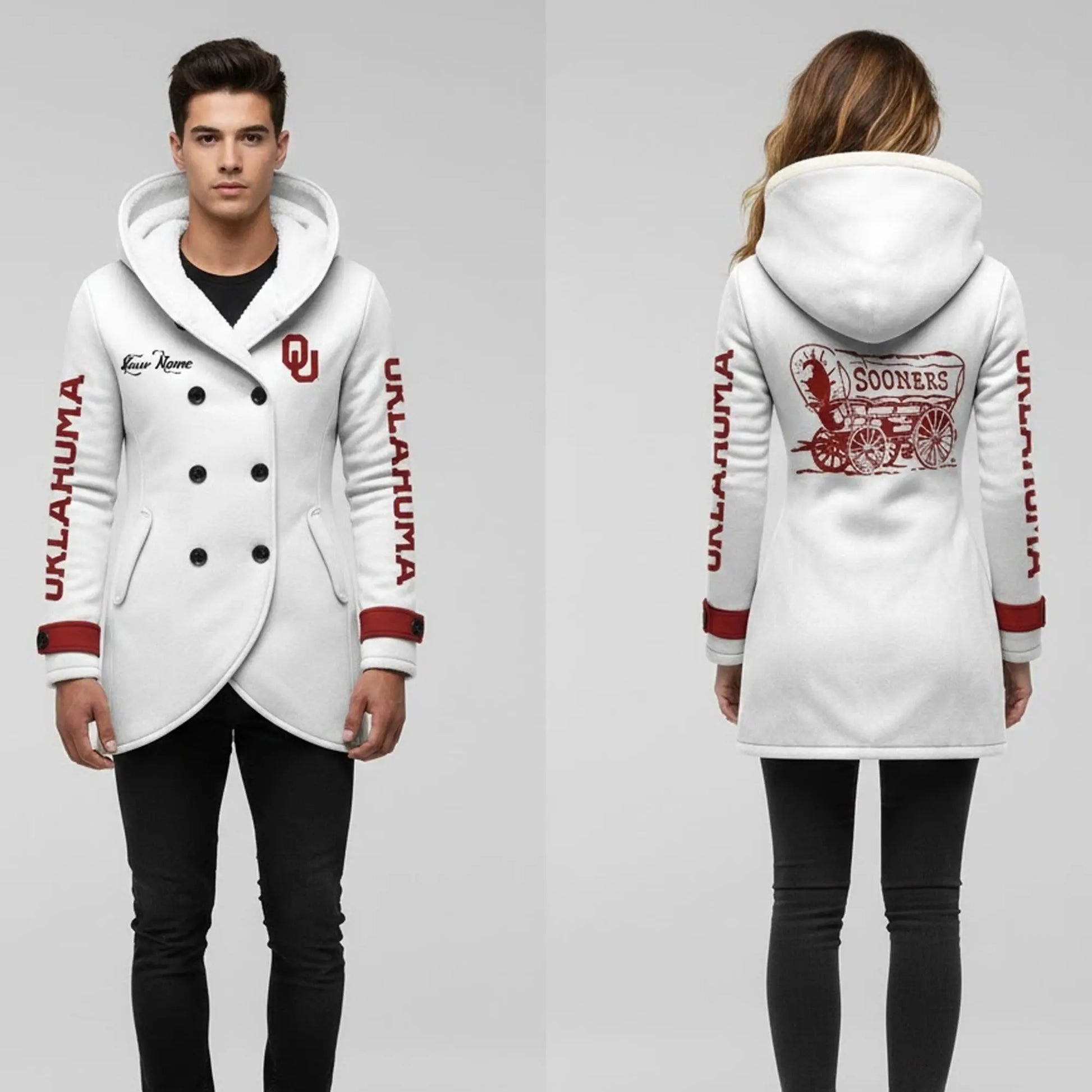 2025 Oklahoma Long Hooded Fleece Jacket   theclothingtribe