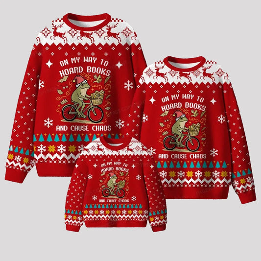 2025 On My Way To Hoard Books And Cause Chaos Ugly Sweater theclothingtribe