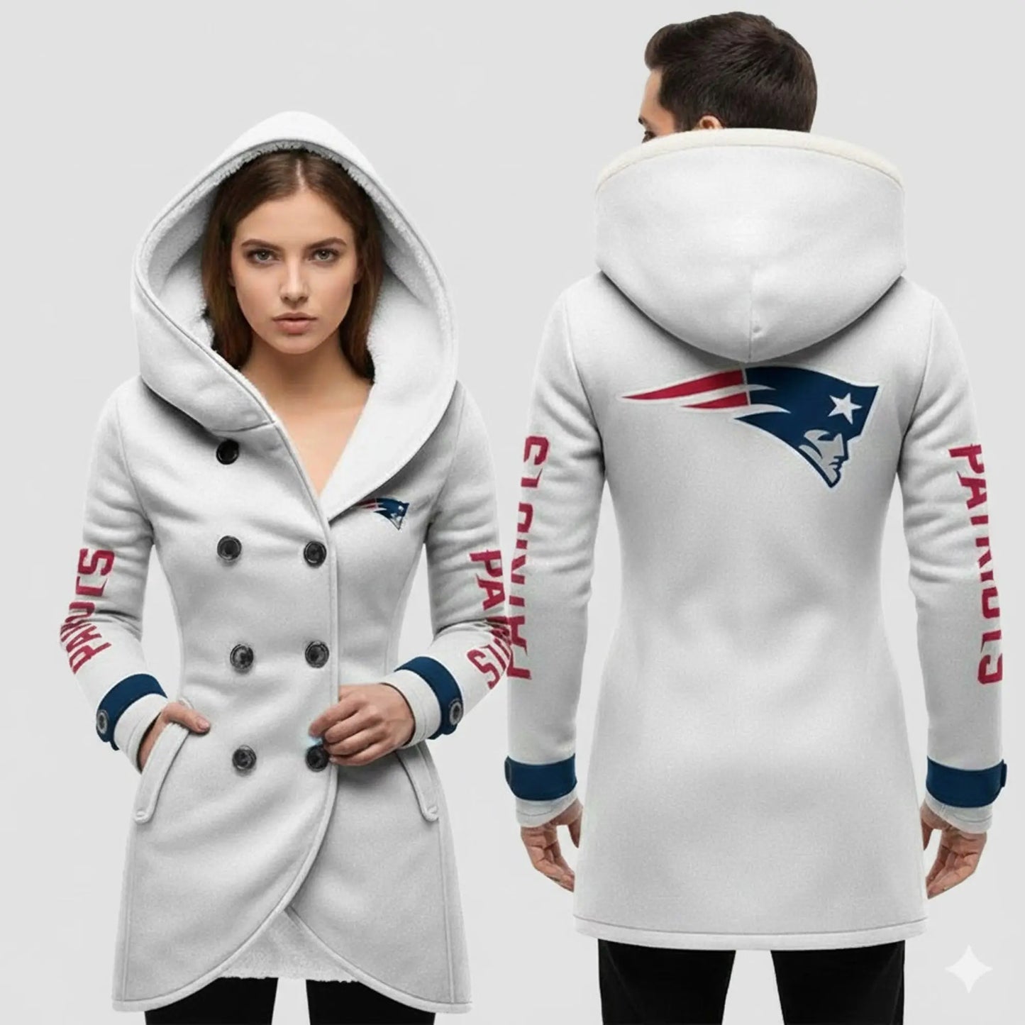 2025 Patriots Long Hooded Fleece Jacket   theclothingtribe