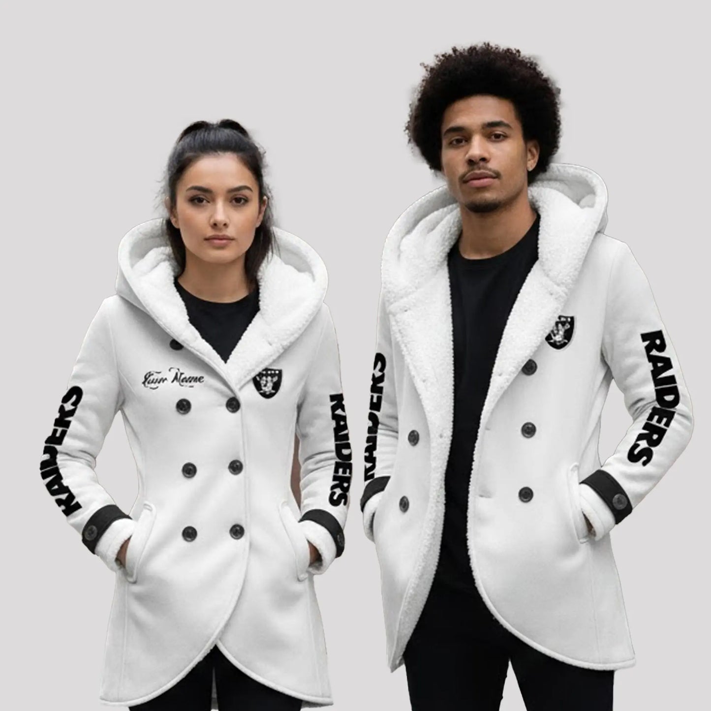 2025 Raiders Long Hooded Fleece Jacket   theclothingtribe