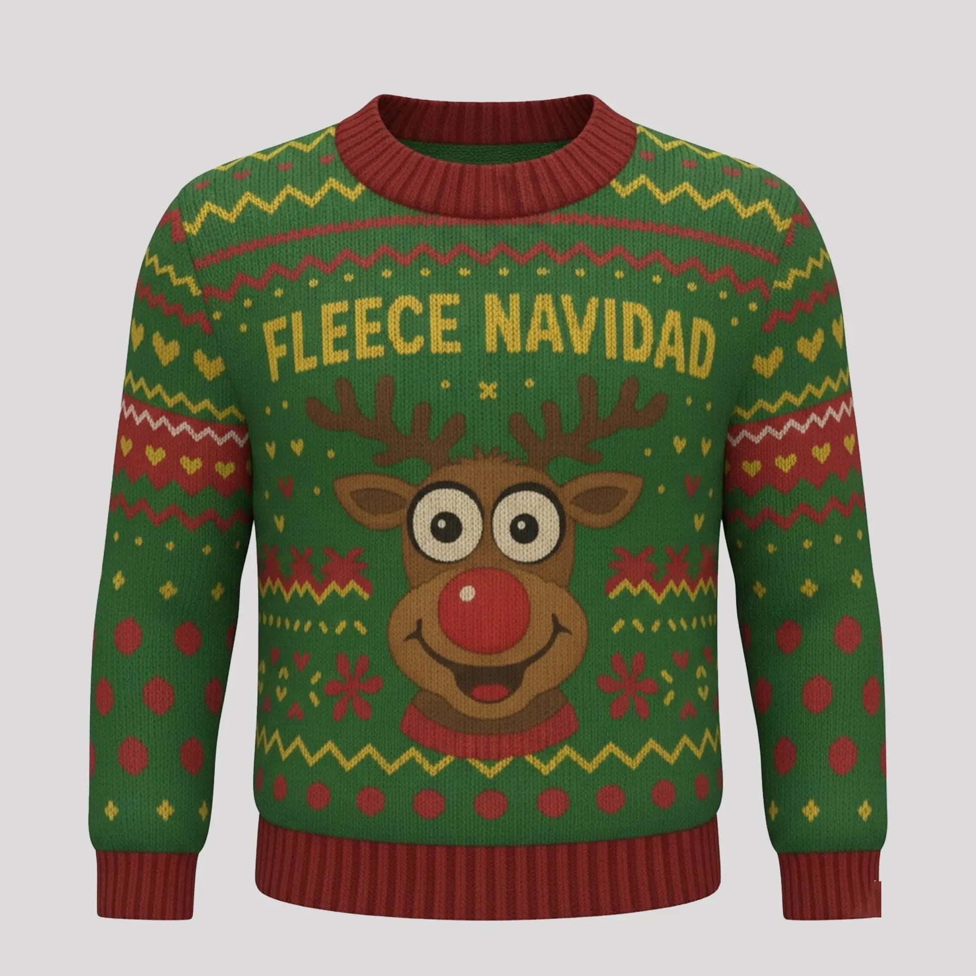 2025 Reindeer Fleece Navidad Ugly Sweater   theclothingtribe