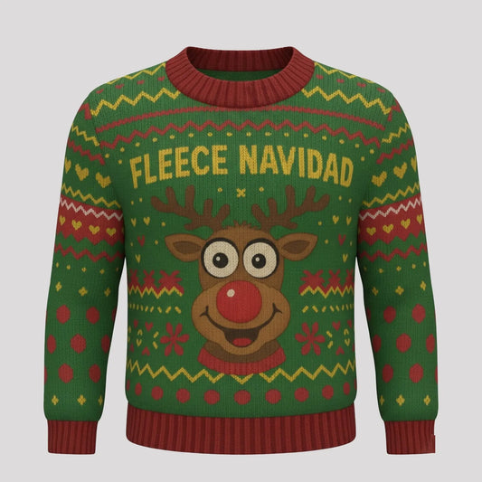 2025 Reindeer Fleece Navidad Ugly Sweater   theclothingtribe
