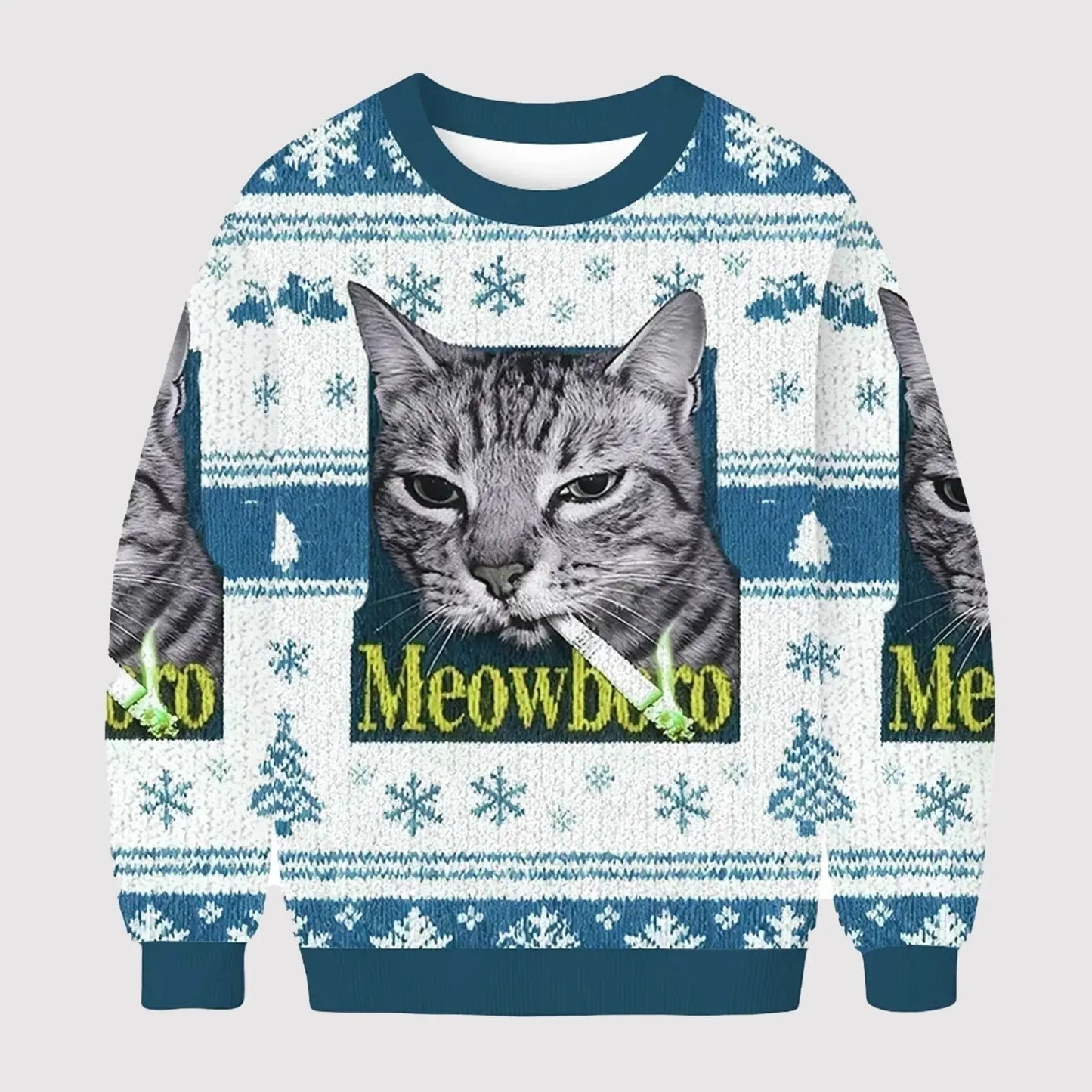 2025 Smoking Meowboro Cat Ugly Sweater   theclothingtribe