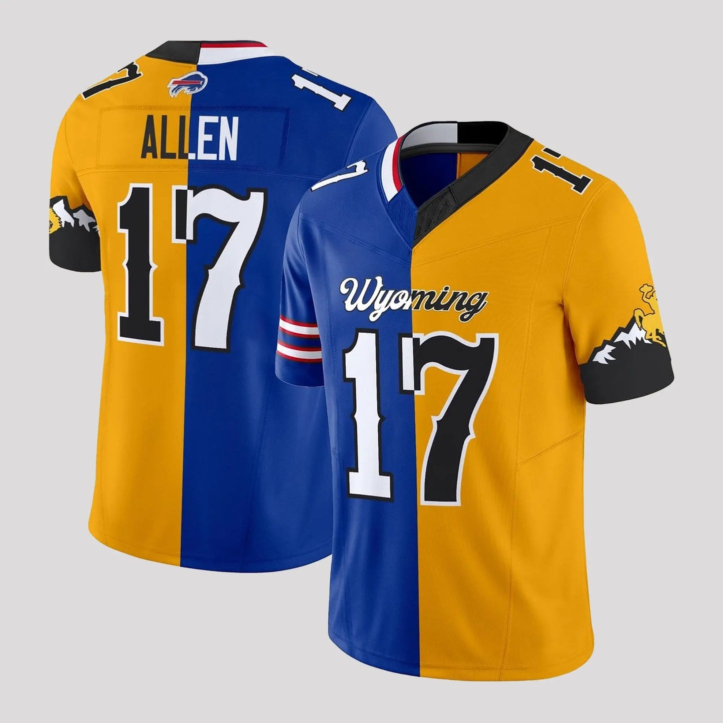 2025 Wyoming Cowboys Josh Allen 17 Gold And Blue Football Jersey theclothingtribe