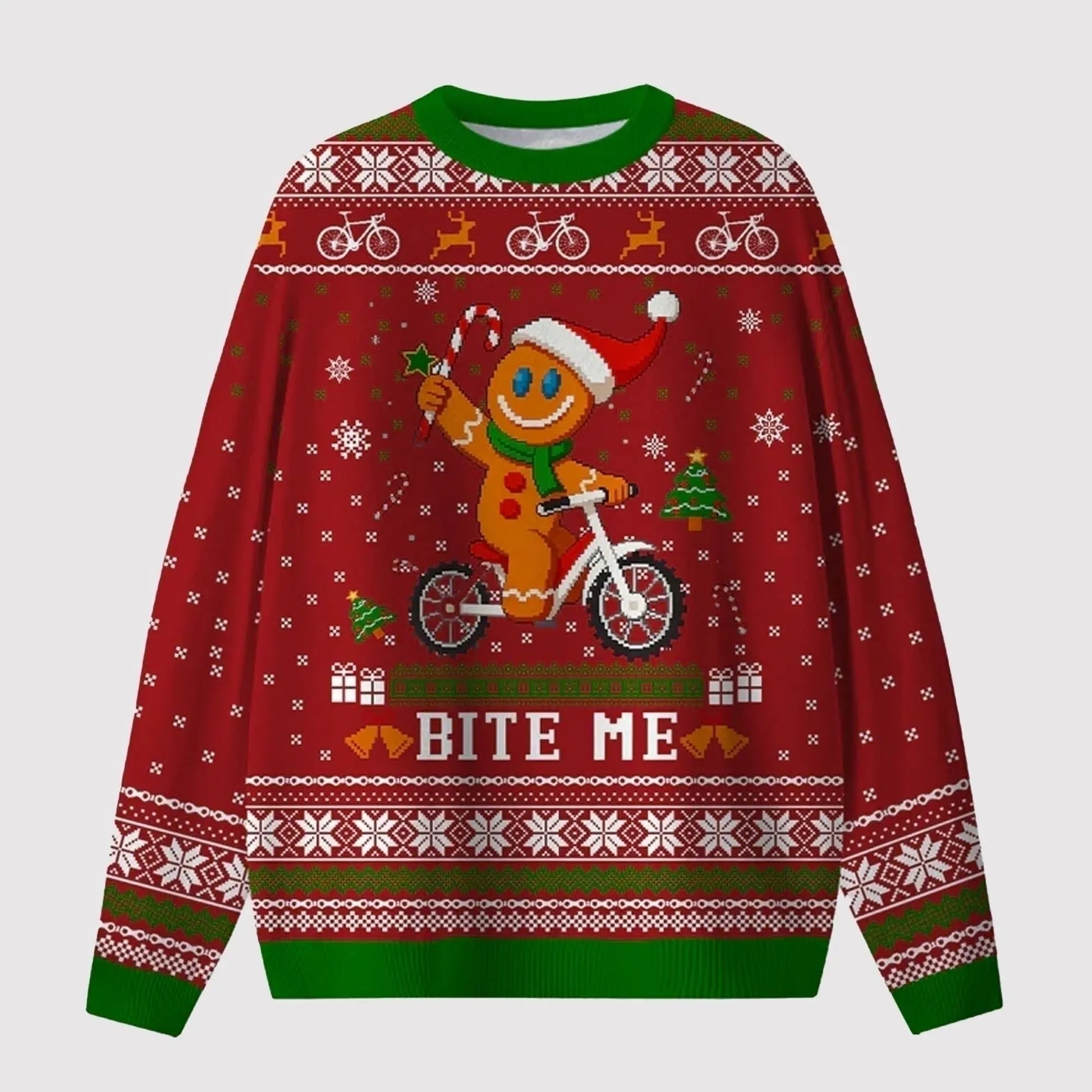 2025 Gingerbread Man Bite Me Ugly Sweater theclothingtribe