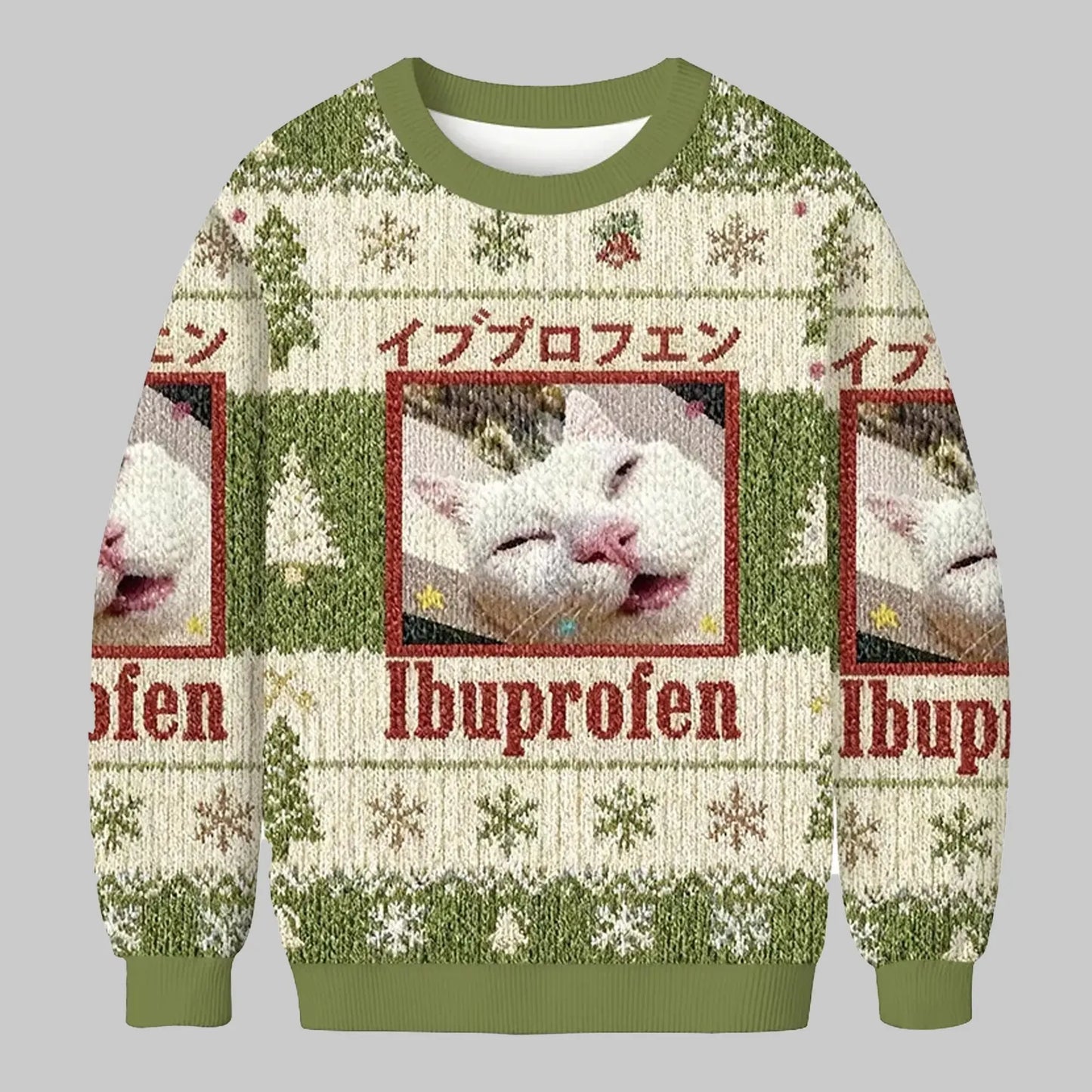 2025 Ibuprofen Meme Cat Ugly Sweater theclothingtribe