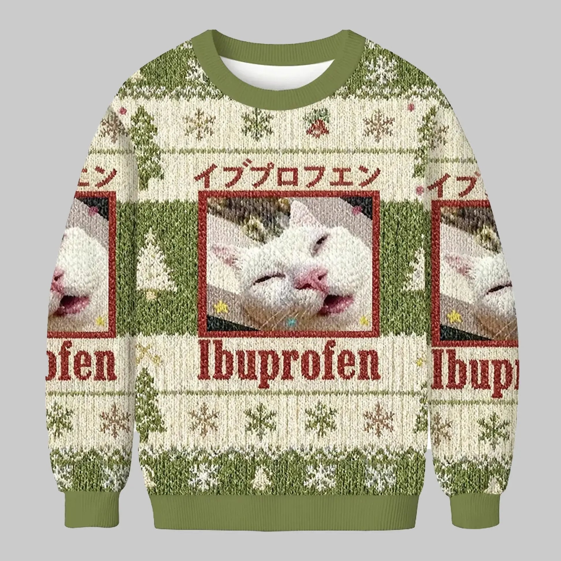 2025 Ibuprofen Meme Cat Ugly Sweater theclothingtribe
