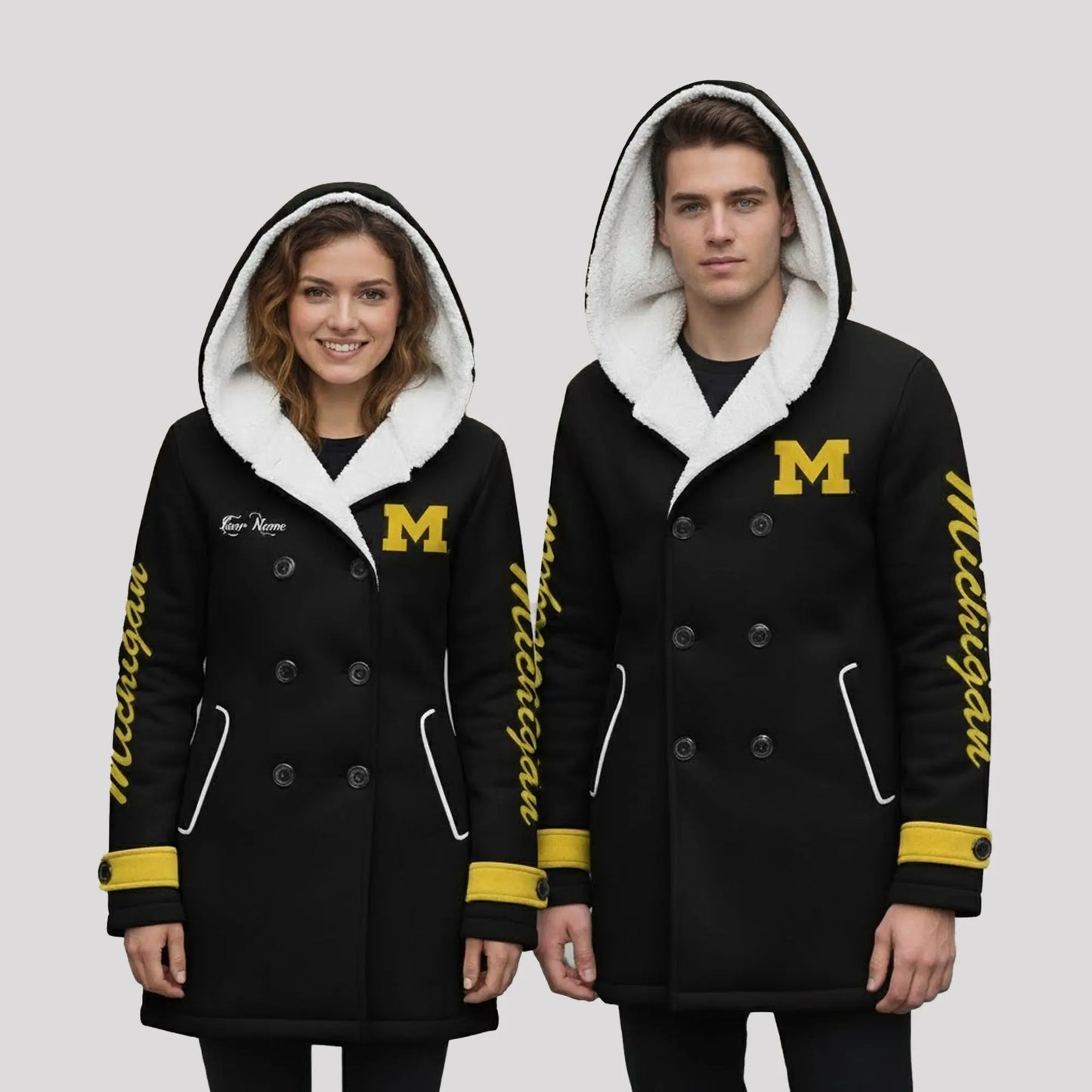 2025 Michigan Long Hooded Fleece Jacket   theclothingtribe